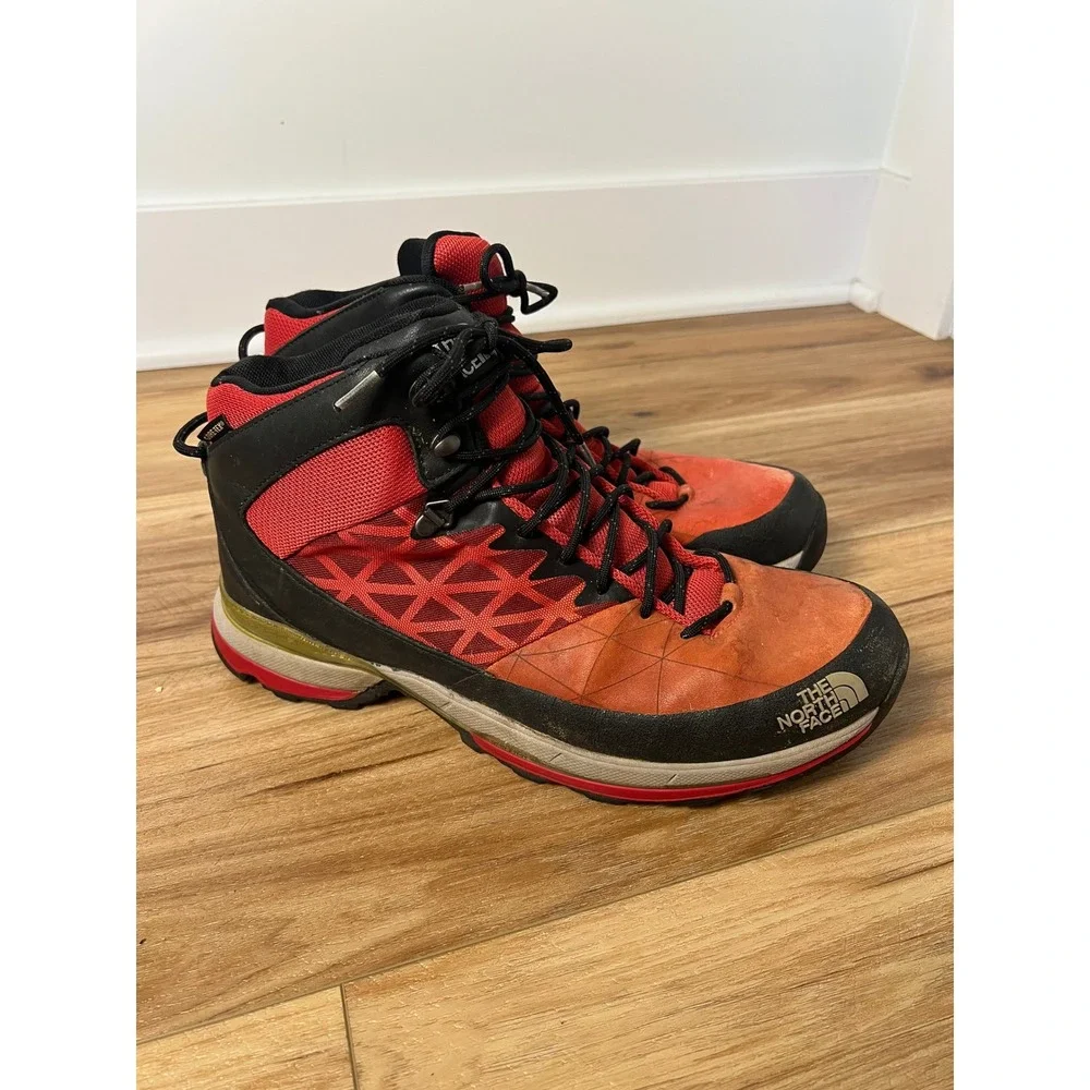The North Face Hiking Boots Mens 12 Red Orange Gore-Tex Vibram Hiking Gorp Camp